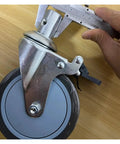 5 Inch Brake Silent Caster Wheel With 28mm Round Pole Buckle, showing measurement, PVC and TPR material visible