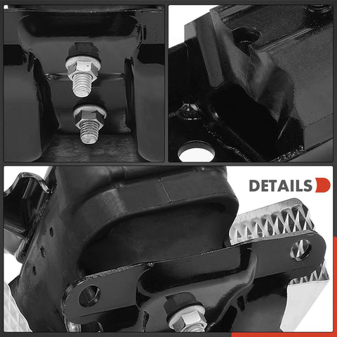 Close-up of Beefed Up Three Piece Engine And Transmission Mount Set Direct Fit For Chevrolet Silverado 1500 2500 3500 Tahoe Suburban Avalanche GMC Sierra 1500 Yukon And Cadillac Escalade Replacement A5365 A2811 with bolts and heat shield.