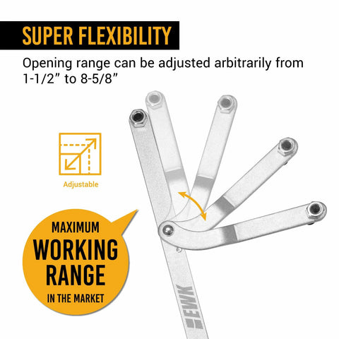EWK universal camshaft pulley holder tool with adjustable metal arms for timing belt, cam gear and pulley service