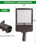 Ultra Bright 480V 300W LED Parking Lot Light For Outdoor Commercial Areas With 42000 Lumens IP65 Waterproof Shoebox Fixture 300W dimensions