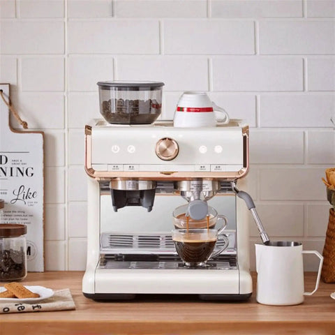 All In One Coffee Maker With Built In Grinder Espresso Machine Portable Fully Automatic Brew System With Integrated Steam Milk Frother And Permanent Reusable Filter For Fresh Coffee Every Morning on kitchen counter