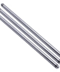 Pro Grade Hardened Steel Pushrods 5/16 Standard 7.800 Length Heavy Duty Valve Lifters angled view showing three sleek, polished pushrods.