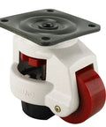 Tough As Nails Leveling Casters 4 Pack With Slick Poly Wheels And Thick Nbr Rubber Pads close-up of caster with plate mounted base.