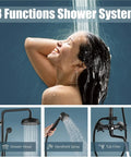 Oil Rubbed Bronze Shower Faucet Set With Hand Sprayer and Tub Spout 3 Functions Shower System display
