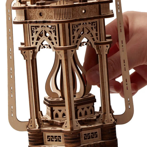 Hand assembling Dope Wooden Puzzle Lantern With LED Light for Adults and Teens, Vintage DIY Wood Assembly Kit, 145 Pieces