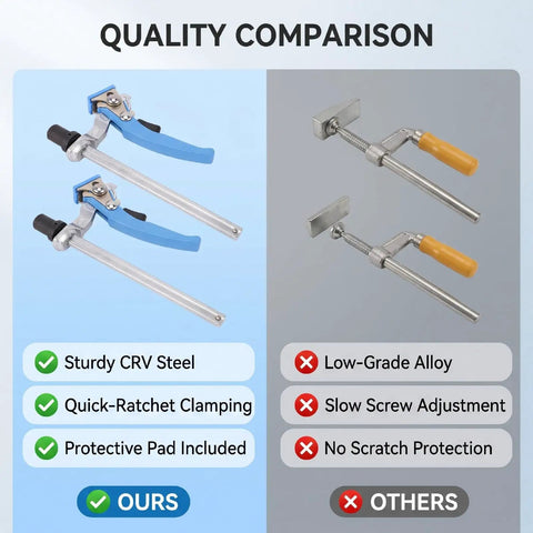 5/8 Inch Bench Dog Clamp 2 Pack Quick Ratchet Workbench Clamps with Non Slip Pad for woodworking quality comparison