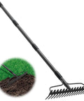 63 Inch Heavy Duty Metal Bow Rake With 17 Tines For Lawn And Garden Cleanup Leaves Debris Mulch Gravel Thatch And Landscaping Tasks