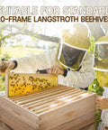 Beekeepers inspecting 10 Frame Langstroth Beehive Super Box With Frames And Waxed Foundations Cedar Wood Beekeeping Kit outdoors.