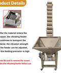 Dinenovate Heavy Duty Z Type Bucket Elevator 6.5ft Lifting Height Stainless Steel Conveyor for Farm or Factory Bulk Material Handling 220V with hopper and vibrating feeder