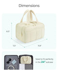 Lightweight Puffy Travel Toiletry Bag For Women With Handle Must Have Large Cosmetic Organizer dimensions shown
