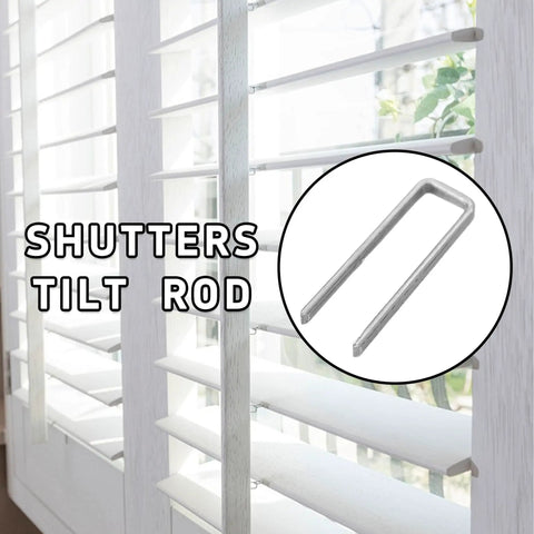 Top Shelf 80 Piece Trumpet Plantation Shutter Repair Kit With Solid Tilt Rod Staples For Window Louver Fix hassle-free snap-on install showing metal tilt rod and shutters.