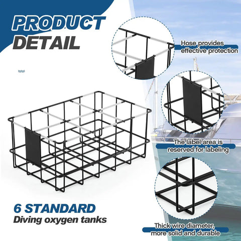 Wireframe design of the Six Tank Scuba Cylinder Holder Storage Rack With Cushioned Sleeves Prevents Damage For Safe Transport Holds Up To Six Standard Diving Tanks Measuring About 25.8 By 17.3 By 11.1 Inches.