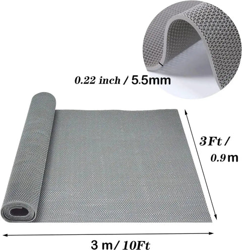 Commercial Drainage Mat 3x10 Ft 0.22 Inch Thick Grippy Non Slip PVC Floor Rug For Restaurant Kitchen Bar Patio Bathroom Wet Areas