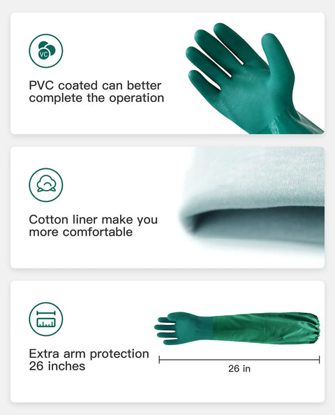 Top Shelf Pvc Chemical Resistant Work Gloves Waterproof Reusable Heavy Duty Grip Solvent Proof Industrial Rated 26 inch protection.