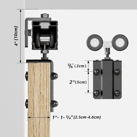 6.6Ft Box Rail Sliding Barn Door Hardware Kit Aluminum Alloy Wall Mount Heavy Duty Smooth Glide With Ball Bearing Rollers 330Lb Capacity Fits 1 Inch To 1 3 Quarter Inch Door Thickness Max Opening 35.4 Inches For Single Doors