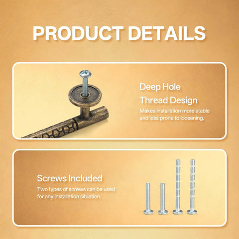 Deep hole thread and screws for 10 Pack Honeycomb Texture 5 Inch Cabinet Handles 128mm Antique Brass Cupboard Pulls