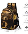 Forest Striding Brown Bear Printed Unisex Backpack With Large Capacity For Hiking School Travel Outdoors Built From Durable Polyester