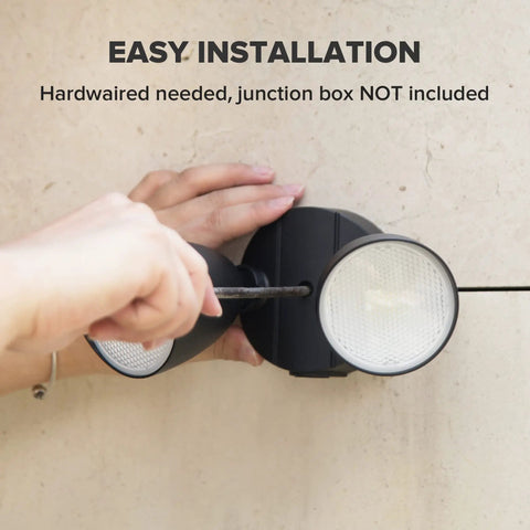 2 Pack No Nonsense Heavy Duty Dual Head Floodlights, Rock Solid Aluminum Security Wall Lights Serving Crisp 5000K Daylight Glow Across Patios Yards And Driveways, Black