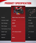 Comparison chart of Beefy Heavy Duty Wiring Harness Kit 14 AWG with 1 Lead 12V 5 Pin Rocker Switch and ordinary harnesses.