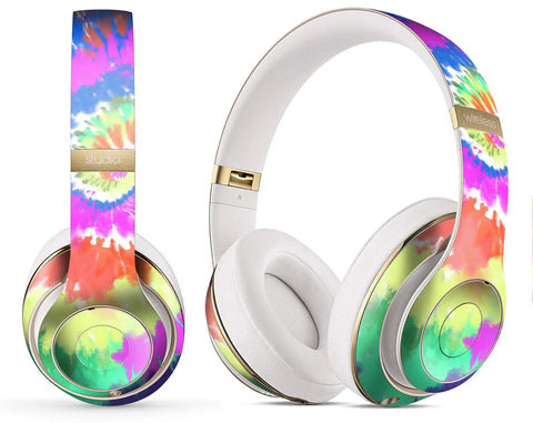 Spiral Tie Dye Skin Decal Vinyl Full Body Wrap Kit For Beats Studio 1st Gen Snug Fit Matte Soft Touch Finish on headphones