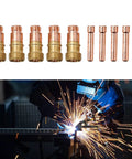 Super Stubby Gas Lens And Collet 10 Pack For Tig Welding Torch WP 17 18 26 With Precise 3 32 Inch Argon Flow Coverage, copper collets and gas lenses for welding.