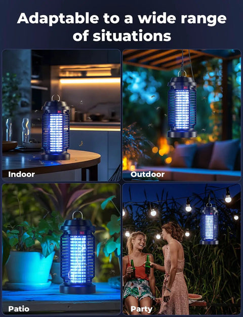 Plug In Bug Zapper For Indoor Outdoor Use, Waterproof Electric Mosquito And Fly Killer Lamp With 4200V Grid, 15W Attractive Light.