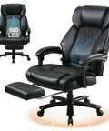 Big And Tall Leather Reclining Office Chair With Retractable Footrest And Adjustable Lumbar Support, Heavy Duty 500 Lb Capacity