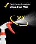 Close-up of Boss Grade 16 Oz Spray Bottles 4 Pack with Dilution Ratios showing nozzle and ultra-fine mist sprayer.