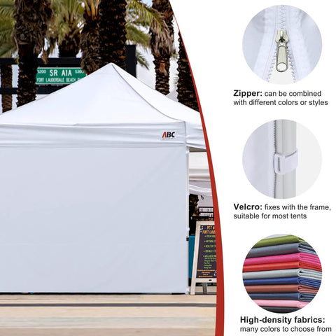 Sidewall For 10x10 Pop Up Canopy Tent, Waterproof 300D Polyester With PU Coating, Blocks Ninety Nine Percent UV Rays, 86x120 Inches, White.
