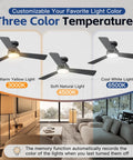 42 Inch Ceiling Fan With Light And Remote, Low Profile Flush Mount, 3 CCT LED showcasing three color temperatures in a living room setting