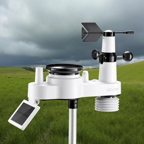Totally All In One Wi Fi Weather Station With App And Seven Point Five Inch VA Display Solar Powered Outdoor Sensor Rain Gauge Indoor Outdoor Forecast Wind Speed Temperature Humidity Rainfall Moon Phases Dew Point Plus Six To Twelve Hour Forecasts, solar sensor