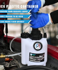 Person using 3 Liter Manual Brake Bleeder Pump With 1 Liter Waste Oil Bottle One Man Pro Brake Bleeder Kit for auto maintenance