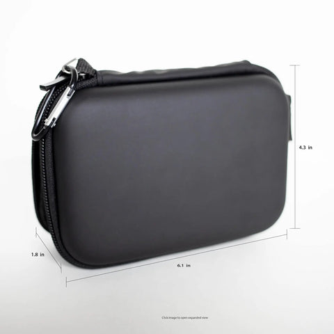 Side view of a compact emergency kit with medical grade gear and sturdy hardshell case, water repellent exterior.