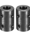 Beefy Rigid Shaft Coupling Set 5/8 Inch Bore To 1-1/4 Inch OD 2 Inch Long Black Oxide Steel With 4 Set Screws Motor Wheel Coupler