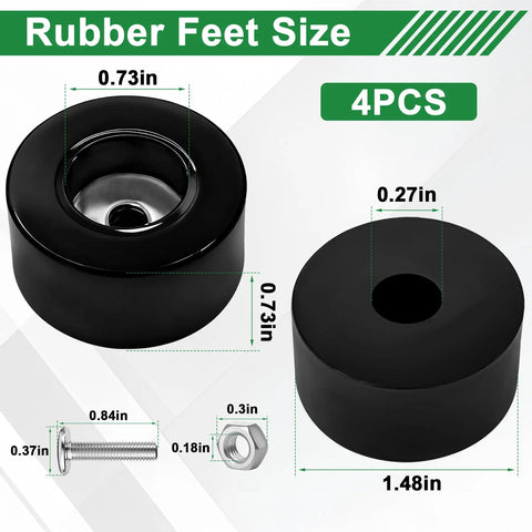 Heavy Duty Anti Vibration Rubber Feet Pad Set For Air Compressors Generators And Pressure Washers With Included Hardware, size 0.73in and 0.27in