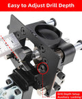 Close-up of 3 Axis Concealed Hinge Jig Ultra with Extra 35mm Hinge Hole Drill Guide and Quick Clamp for Metal Cabinet Doors.