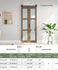 Double 18x84 Frosted Glass Bifold Barn Door Set With Hardware Kit Included, 36x84 Brown Sliding Closet Door shown installed in room.