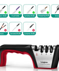 4 Stage Knife Sharpener For All Blades And Scissors With Cut Resistant Glove Fast Edge Restoration For Dull Knives.