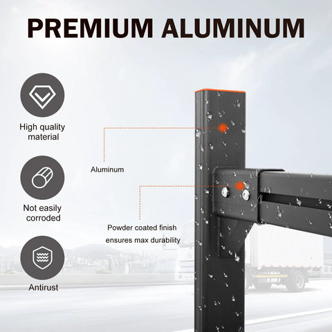 Beefy Aluminum Trailer Roof Ladder Rack Extends From 6 Feet To 8.2 Feet With 800 Lb Capacity, Adjustable Height 21.4 To 33 Inches, Includes Two Straps For Universal Enclosed Or Open Trailers, Heavy Duty Gear For Any Truck Bed, aluminum frame close-up