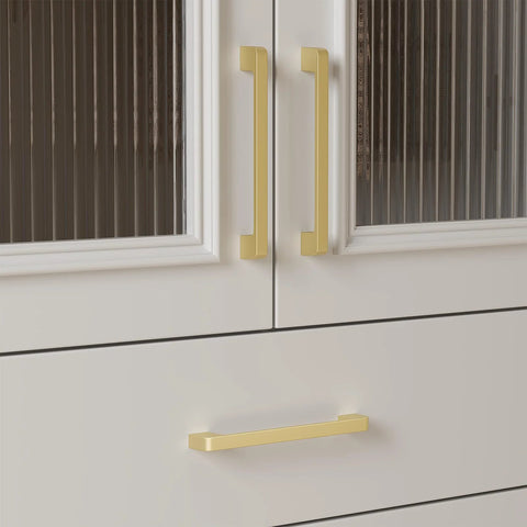 5 Pack 8 Inch Brushed Gold Cabinet Handles Center To Center Drawer Pulls on white cabinet doors and drawer