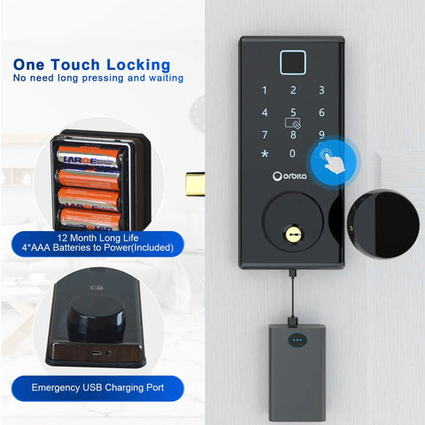 Touchscreen Smart Door Lock With Six In One Unlocking Fingerprint Scanner Anti Peep Password IC Card Bluetooth App Control