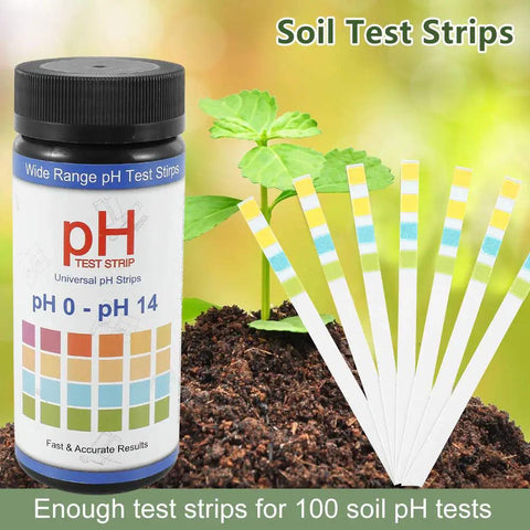 Soil PH Test Strips Kit With 100 Test Strips 0 To 14 PH Range Quick And Accurate Soil Tester For Plants Gardens Potting Mix Lawns