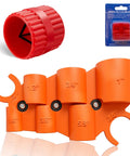 Orange plastic pipe deburring tool kit with adjustable sleeves 1/4in–1in and inner/outer reamer.