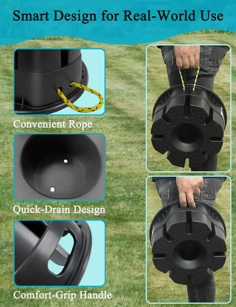 Heavy Duty 6 Inch Trailer Jack Blocks 4 Pack with convenient rope and comfort-grip handle for ease of use.