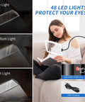 Floor LED Magnifier With Light And Stand Hands Free 2 In 1 Large Lighted Magnifier Lamp with 3-level brightness display and USB charging