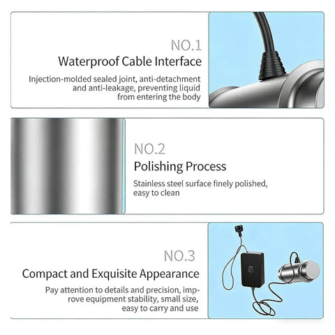 Top Tier Mini Ultrasonic Cleaner With Badass 40 Khz Cleaning Power for sparkling jewelry, featuring waterproof cable interface and polished stainless steel.