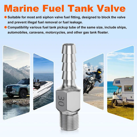 Anti Siphon Fuel Valve Fitting For Marine Fuel Tanks With One Quarter Inch NPT Threads And Three Eighths Inch ID Pickup Tube