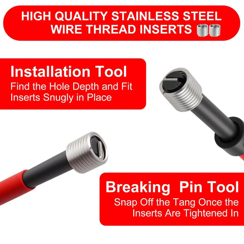 Installation and breaking pin tools from All In One M6 X 1.0mm Helicoil Thread Repair Kit for damaged threads repair.