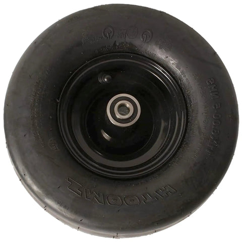 Rock Solid Caster Wheel Setup Fits Hustler Raptor X54 And XL54 Mowers with 11X6 pneumatic tire, smooth tread and sealed bearings.