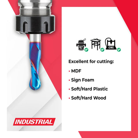 Solid Carbide Up Cut Ball Nose Router Bit Half Inch Diameter, One And A Quarter Inch Cut Length, Half Inch Shank